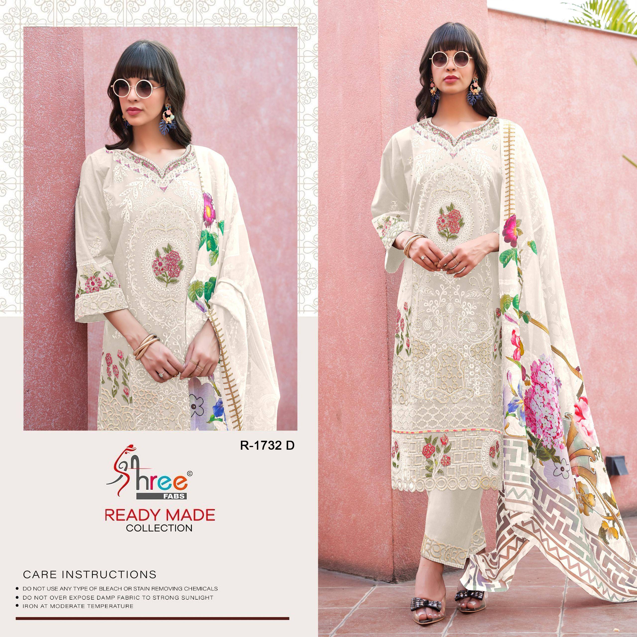 1732 Colors BY Shree fabs 1732 a TO 1732 d SERIES Pakistani Stylish Beautiful Colourful Printed & camric cotton readymade Dresses At Wholesale Price